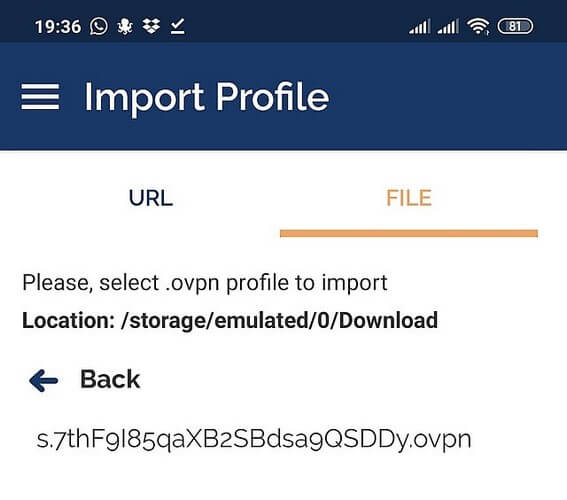 OpenVPN config - Android - List .ovpn profiles